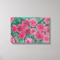 Roses roses, Fleurs Roses Jardin Art Floral Croqui