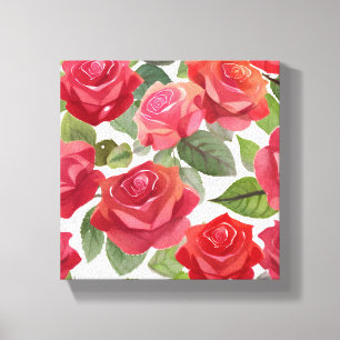 Toile Roses Rouges Aquarelle de Rose Florale Élégante