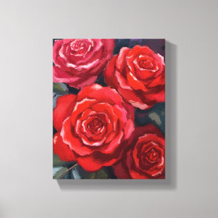 Toile Roses Rouges Fleurs De Peinture Aquarelle