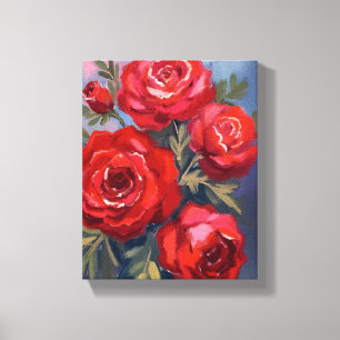 Toile Roses Rouges Peinture Aquarelle Florale