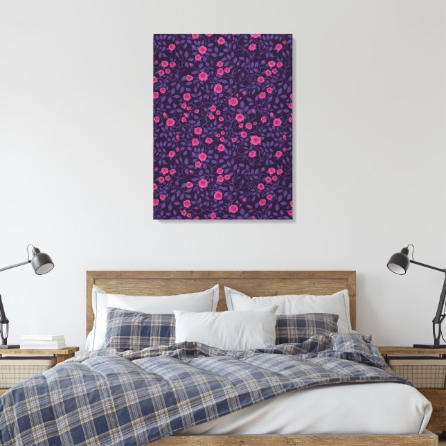 Toile Roses sauvages en rose et violet (Insitu(Chambre))