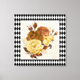 Toile Roses vintages du jardin Arlequin