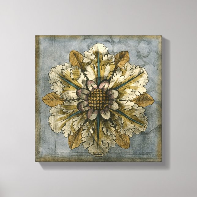 Toile Rosette décorative Demask sur Arrière - plan gris (Recto)