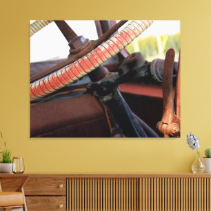 Toile Roue de direction de bus antique
