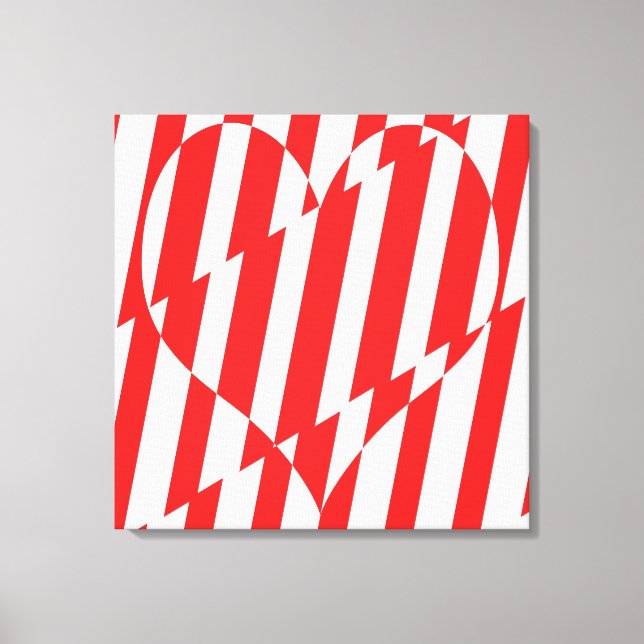 Toile Rouge Abstrait n Blancs Valentine Coeur (Recto)