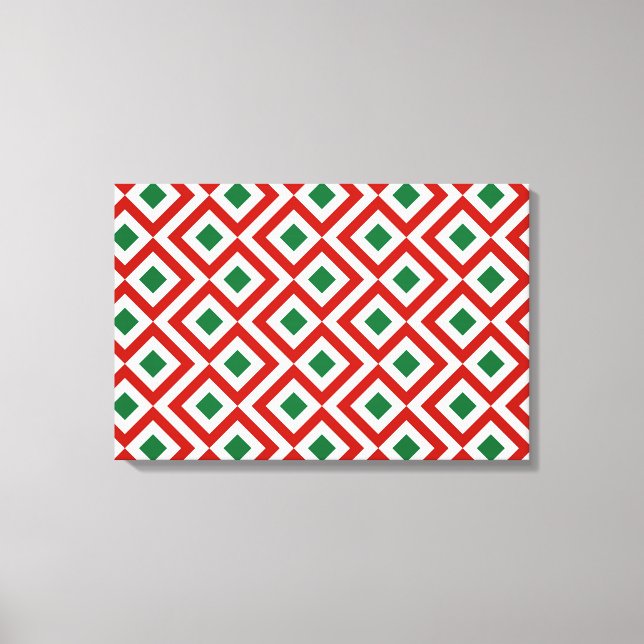 Toile Rouge, blanc, vert méandre (Recto)
