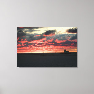 Toile rouge coucher de soleil (phare)