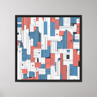 Toile Rouge et Bleu Abstrait Design Décoration murale