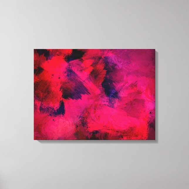 Toile Rouge foncé et violet Gras & Abstrait moderne (Recto)