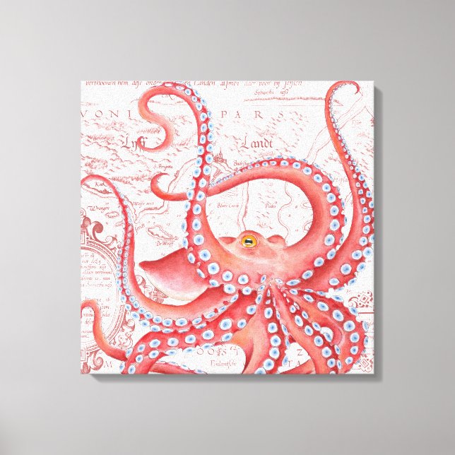 Toile Rouge Octopus Carte Vintage Blanc (Recto)