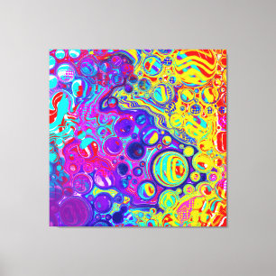 Toile Rouge, Violet, Bleu, Vert Jaune Art Abstrait