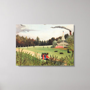 Toile Rousseau - Paysage et quatre jeunes filles