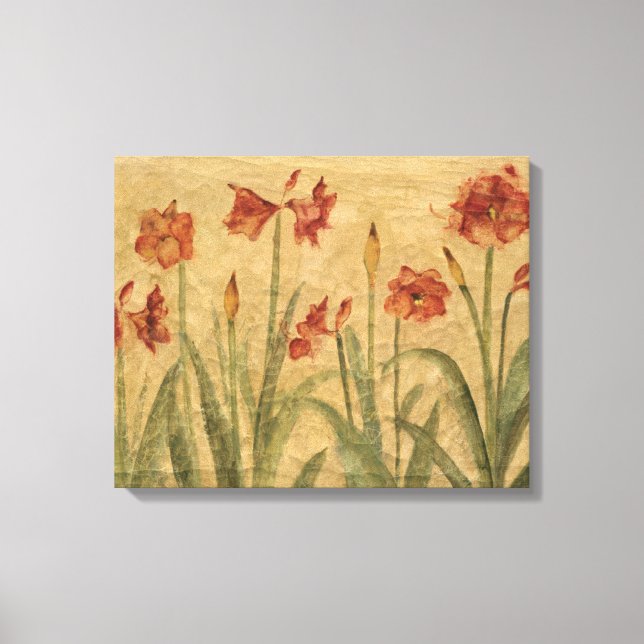 Toile Row of Red Amaryllis (Recto)