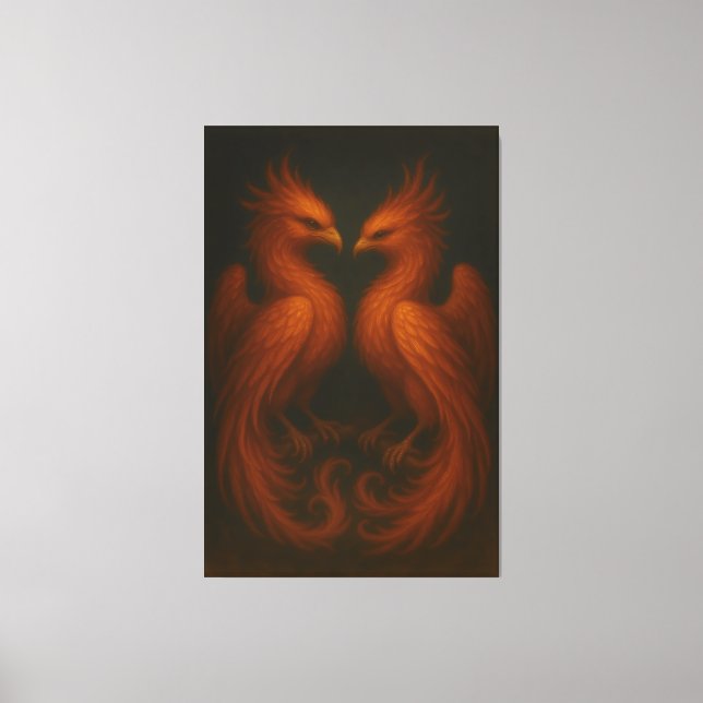 Toile Royal Fire Phoenix Pair – Luxury Canvas Art (Recto)