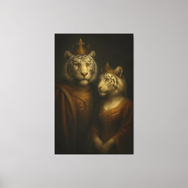 Toile Royal White Tiger King & Queen – Golden Regal Port (Recto)