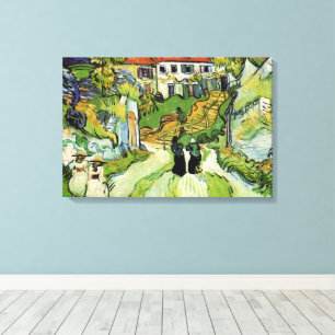 Toile Rue et escaliers du village d'Auvers, personnages