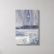 Ruisseau Russe sous l'aquarelle lune Imprimer
