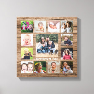 Toile Rustic Wood 13 Photo Collage Nom de famille Conser