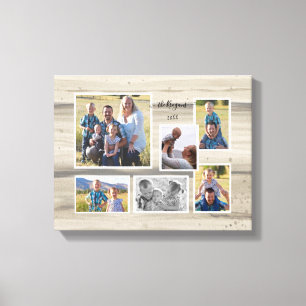 Toile Rustic Wood Family Photo Collage Nom du script 6