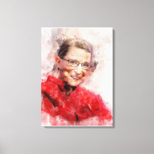 Toile Ruth Bader Ginsburg Aquarelle souriante Portrait R