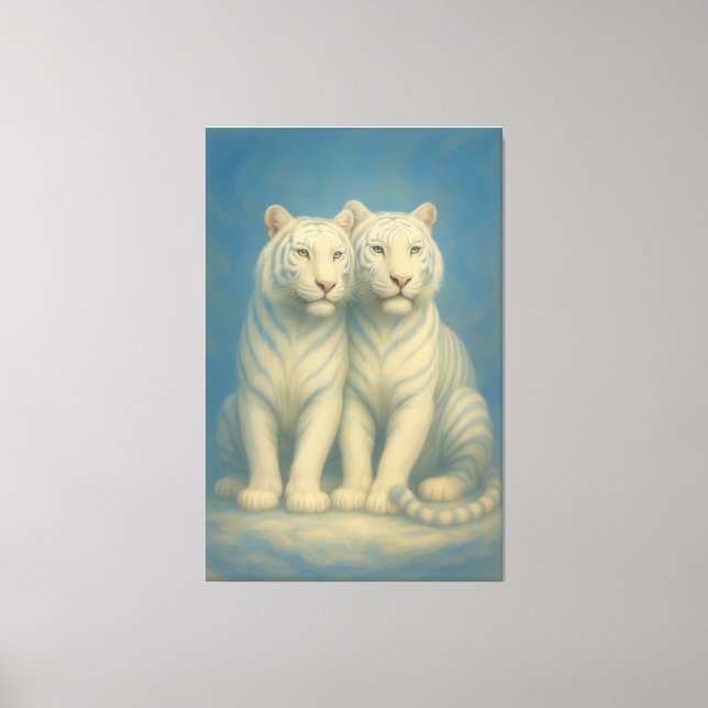Toile Sacred White Tiger Twins – Guardians of the Silent (Recto)