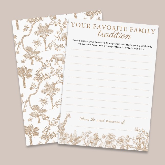 Toile Safari Baby Shower Family Traditions Card Einladung (Toile Safari Baby Shower Family Traditions Card)