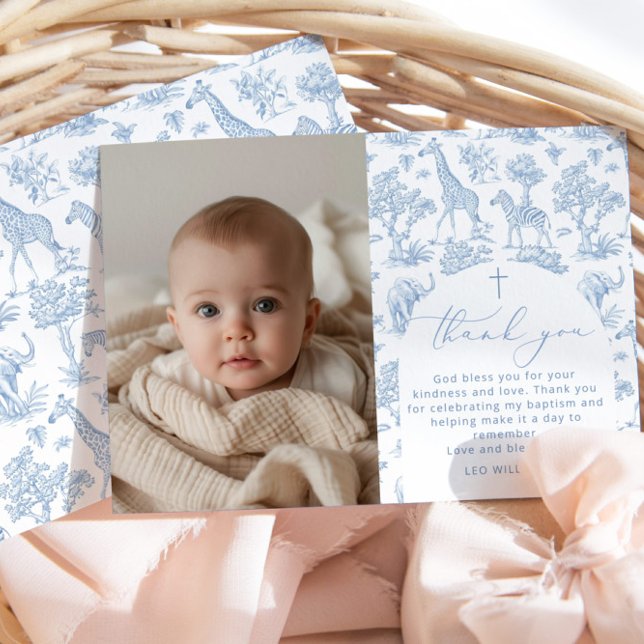 Toile Safari Boy Taufe Danke Karte (Von Creator hochgeladen)