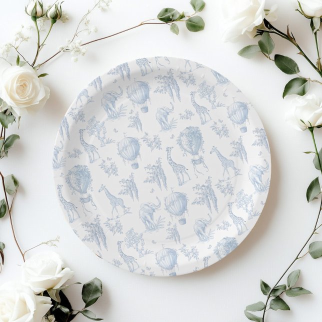 Toile Safari Hot Air Balloons Babydusche Pappteller (Von Creator hochgeladen)