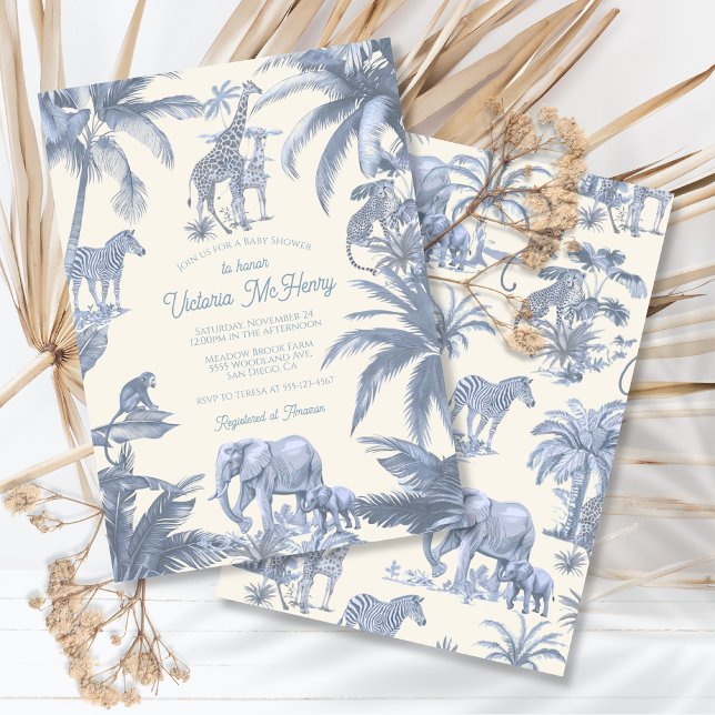 Toile Safari Jungle Babydusche Einladung (Von Creator hochgeladen)