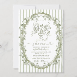 Toile Sage Floral Bouquet Bow Brautparty Einladung