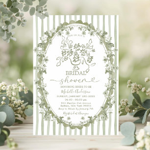 Toile Sage Florales Bouquet Band Brautparty Einladung