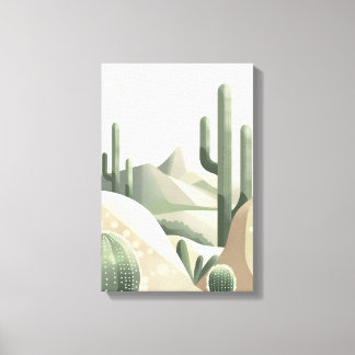 Toile Sage Green Desert Modern Boho Cactus Landscape