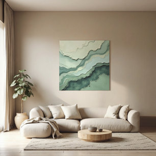 Toile Sage Stratifié Abstrait - biologique moderne