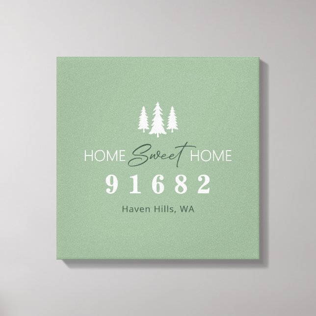 Toile Sage White Home Sweet Home Code postal (Recto)