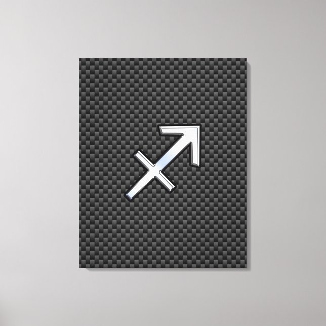 Toile Sagittarius signe Zodiac Noir en fibre de carbone (Recto)