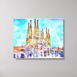 Toile Sagrada Familia Barcelona aquarelle peinture