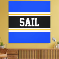 SAIL Bright Blue Black White Yellow Stripes de cou