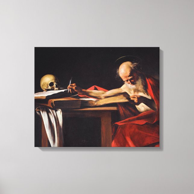 Toile Saint Jérôme Écriture par Michelangelo Caravaggio (Recto)