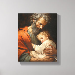 Toile Saint Joseph et l'enfant Jésus religieux