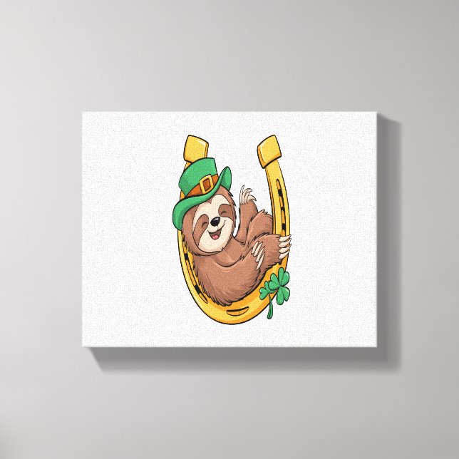 Toile Saint Patrick's Day Sloth Horseshoe Lucky (Recto)