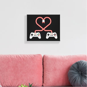 Toile Saint-Valentin de joueur vidéo avec cœur de manett