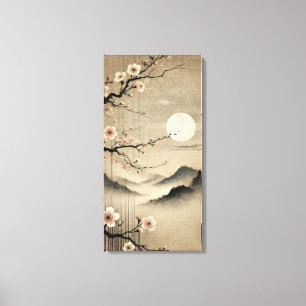 Toile Sakura Luna Éthérée - Art Japonais Wabi-Sabi