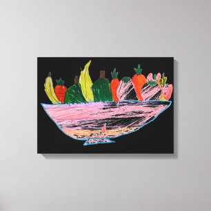 Toile Salade de fruits humoristique dessin animé