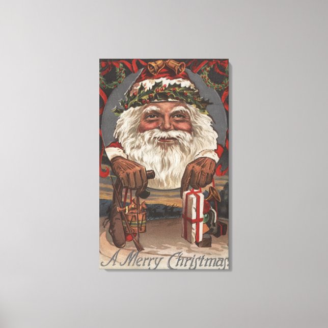 Toile Salutation de NoëlGrosse Tête Père Noël (Recto)