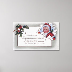 Toile Salutation de NoëlPetit enfant à travers le papier