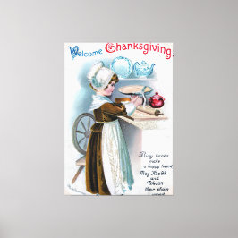 Toile Salutation de Thanksgiving vintage avec Pilgrim Gi