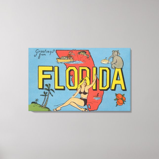 Toile Salutations de Floride (Bleu)Floride (Recto)