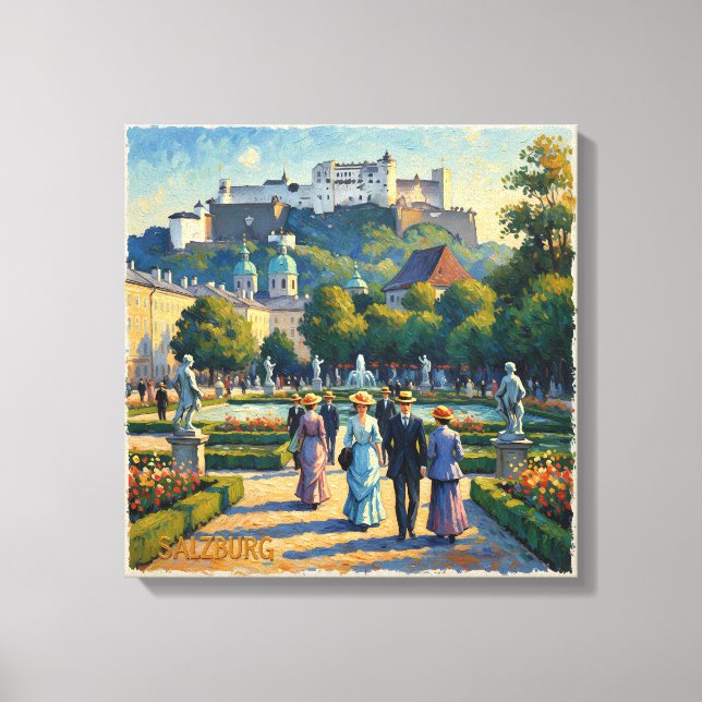Toile Salzburg Austria Castle Garden Stretched Canvas (Recto)