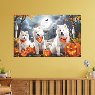 Toile Samoyed Halloween Éffrayant