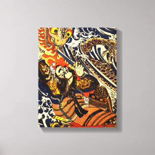 Toile Samurai & Serpent Asian Art